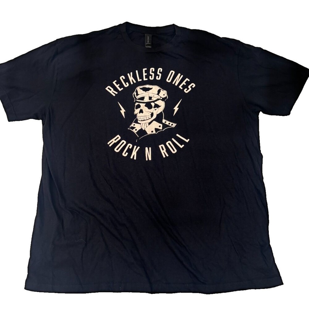Reckless Ones Rock N Roll Skull T-Shirt Black Punk Graphic Tee Men’s XL Gildan